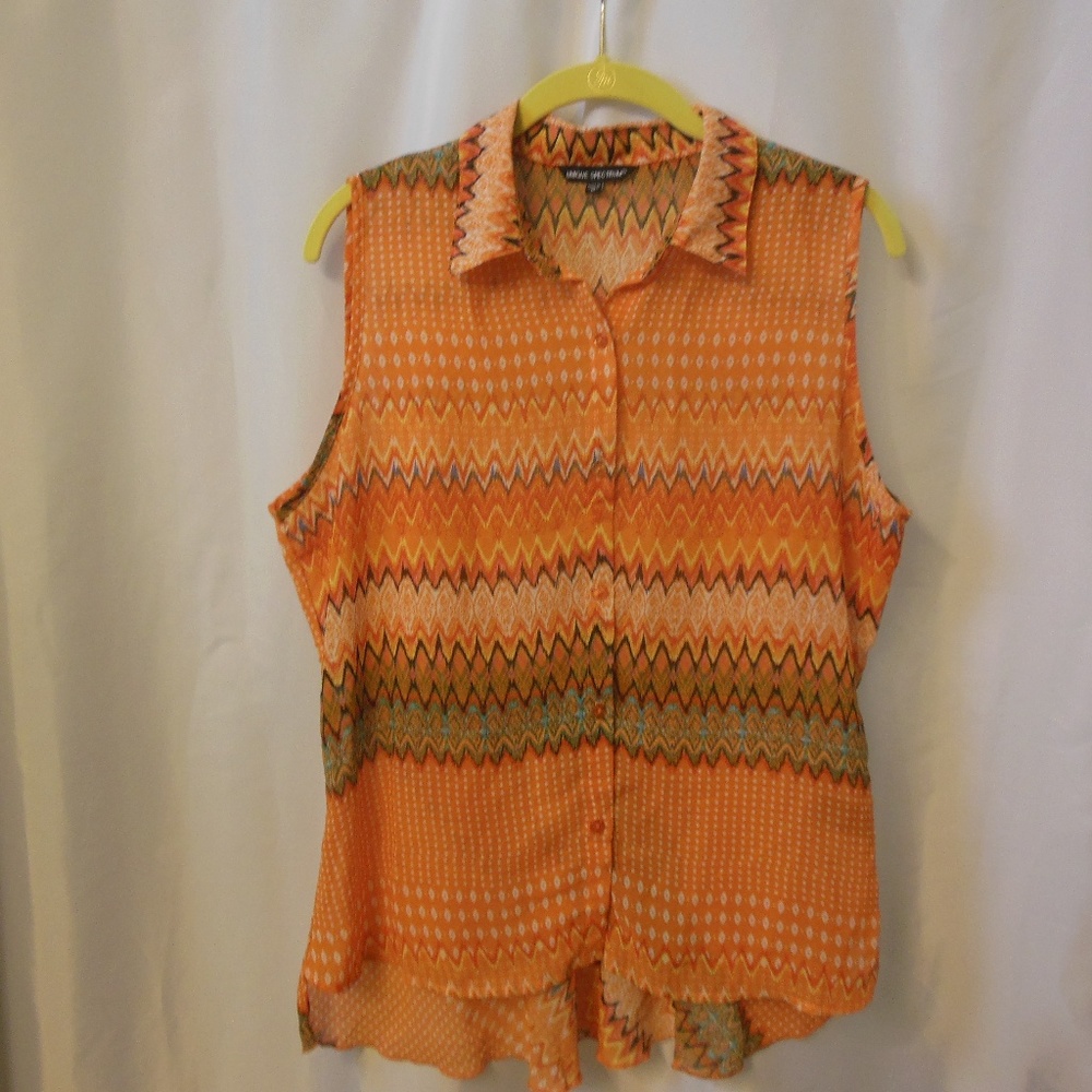 Unique Spectrum blouse chevron orange sleeveless M